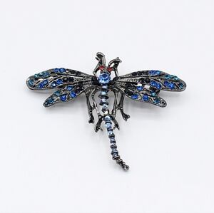 Vintage dragonfly rhinestone brooch